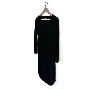 Go Couture Black Midi Slim Sweater Dress, Size Large
